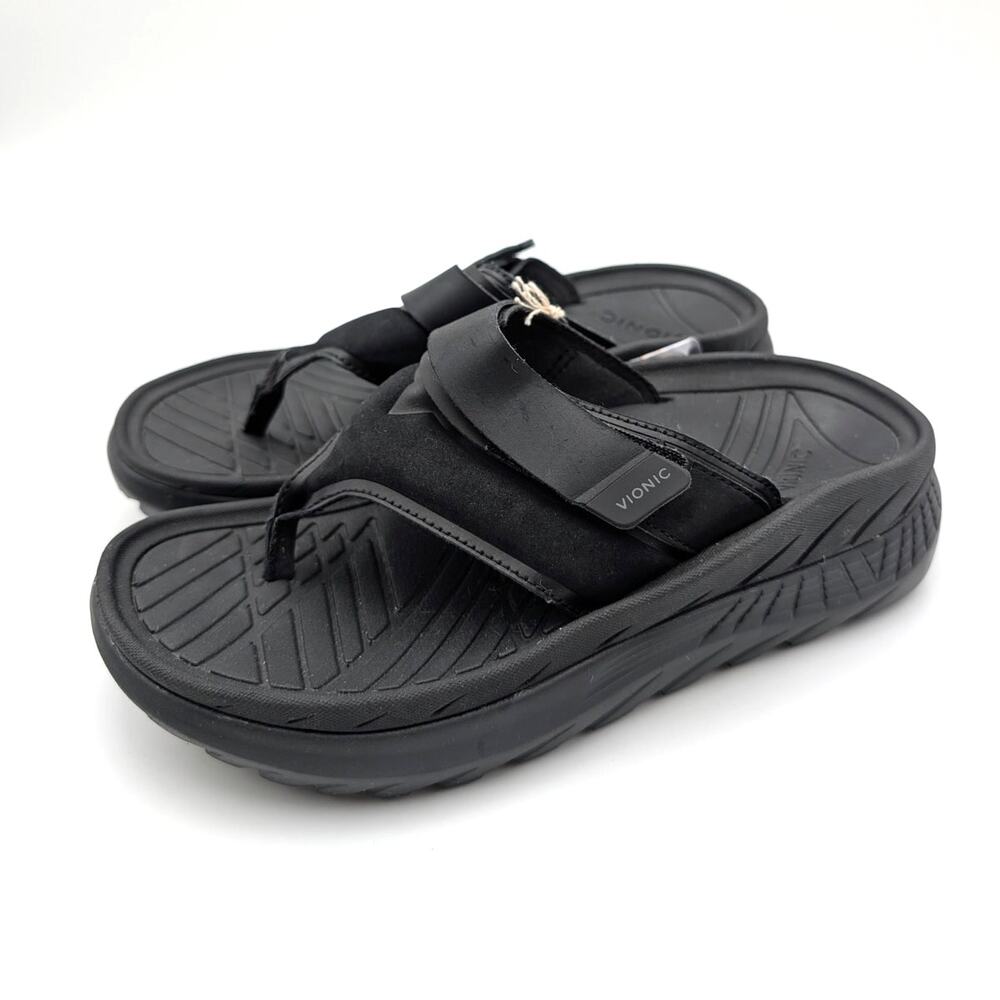 Vionic Restore II Flip Flop Thong Sandals Open Toe Women's Black Size US6 EU36